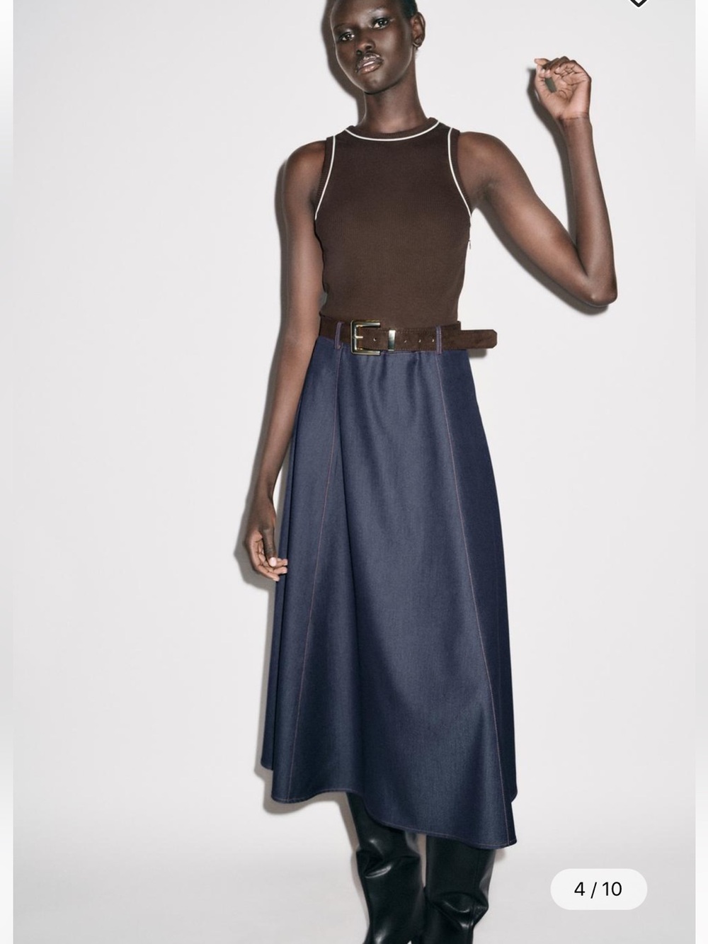 Zara Combined midi dress with a belt Size Medium NWT